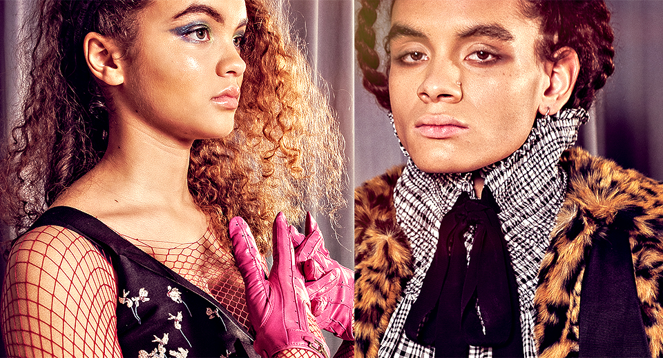 krullmag. models in floral dress, fake fur coat