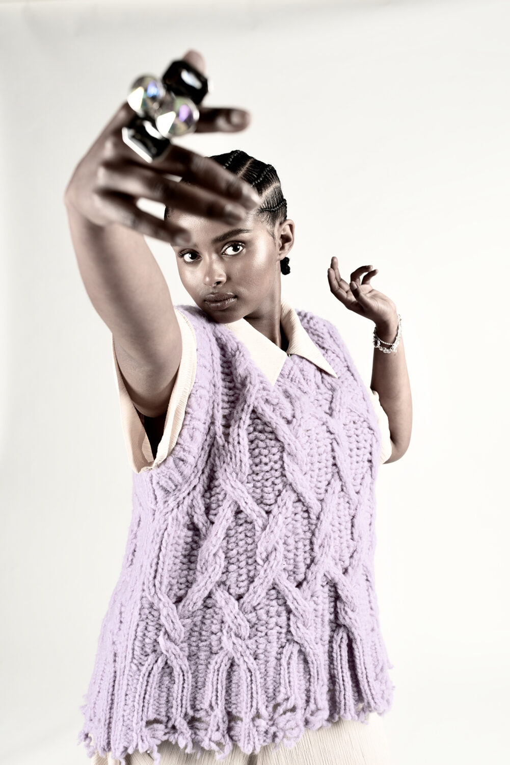 purple knit sweater